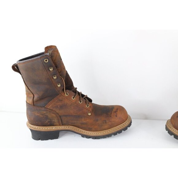 Vintage 90s Carolina Boots Mens 11.5 2E Waterproof Leather Logger Boots Brown main image 11